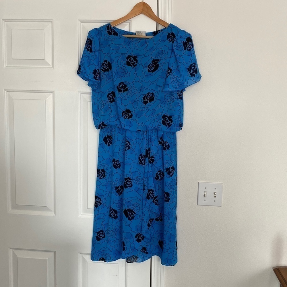 J.B. TOO vintage 80s sky blue rose dress.